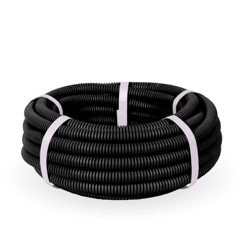 Труба гофрированная ПП легкая разрезная d20мм 350 Н безгалоген. (HF) черн. (уп.10м) Промрукав PR02.0245