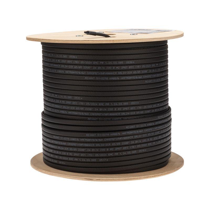 Кабель греющий (нагрев.) саморег. SRL24-2CR экранированный 24Вт/м 0.9кв.мм/70м 200м Rexant 51-0278