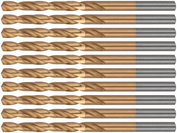 Набор сверл HSS по металлу 5.0мм титан. покрытие (уп.10шт) FIT 34150