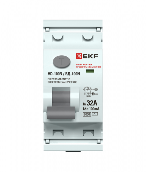 Выключатель дифференциального тока 2п 32А 100мА тип AC 6кА ВД-100N электромех. PROxima EKF E1026M32100